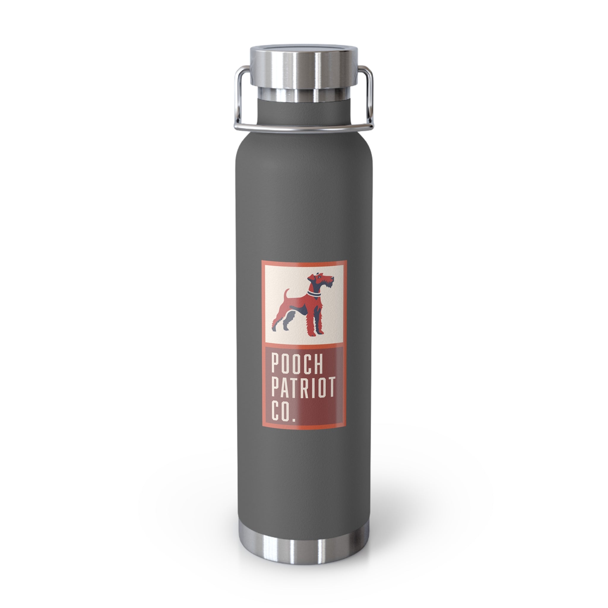 Pooch Patriot Copper Vacuum Insulated Bottle — Powder-Coated, Spill-Resistant