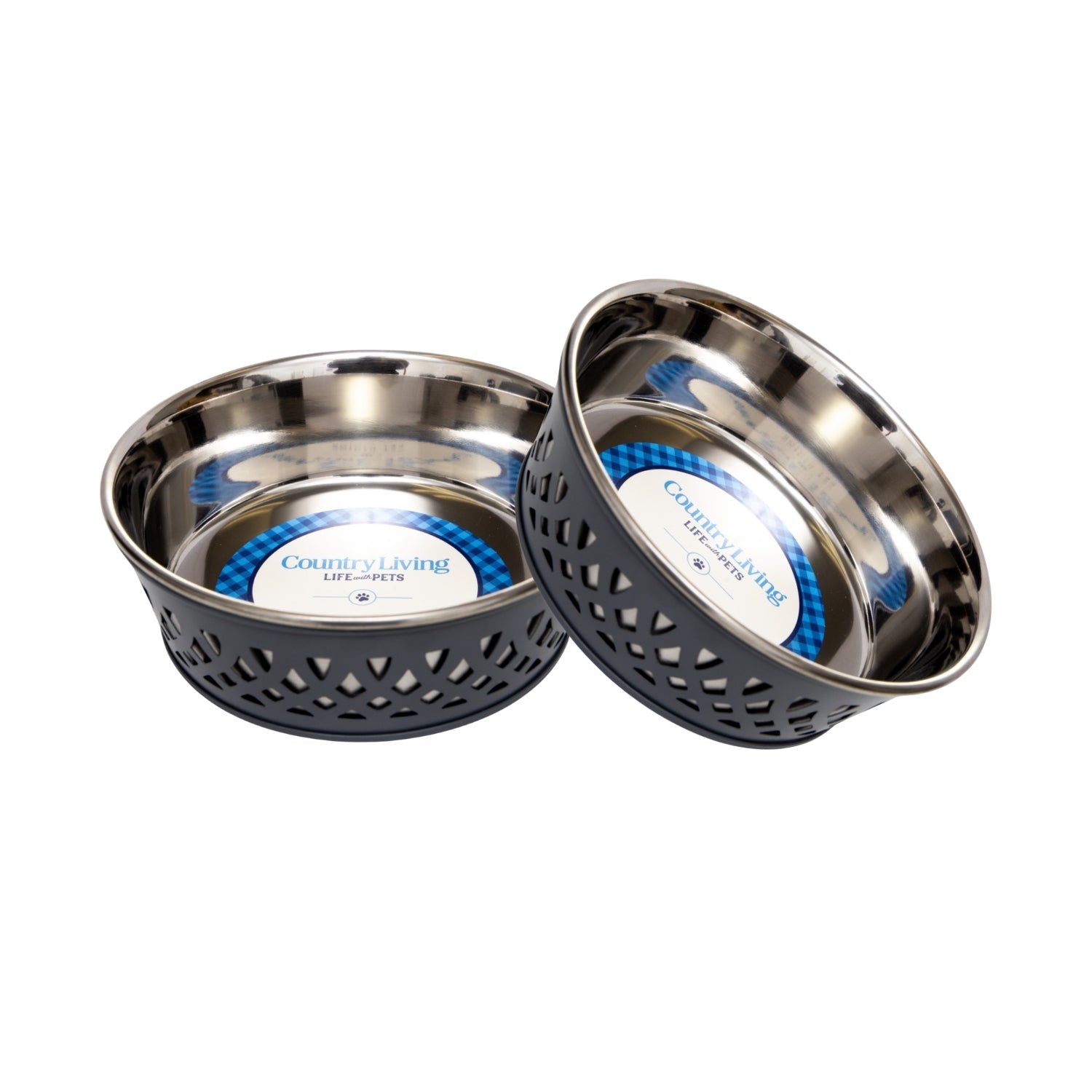 'Farmhouse' Stainless Steel Dog Bowl Set (2 Pieces)