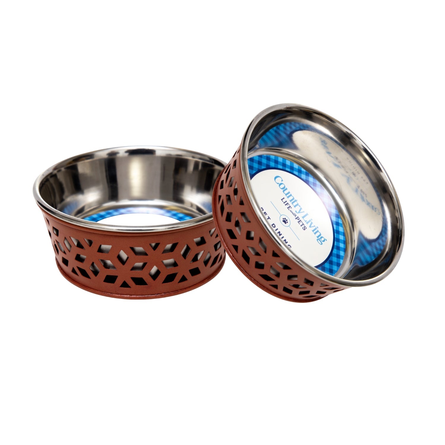 'Farmhouse' Stainless Steel Dog Bowl Set (2 Pieces)