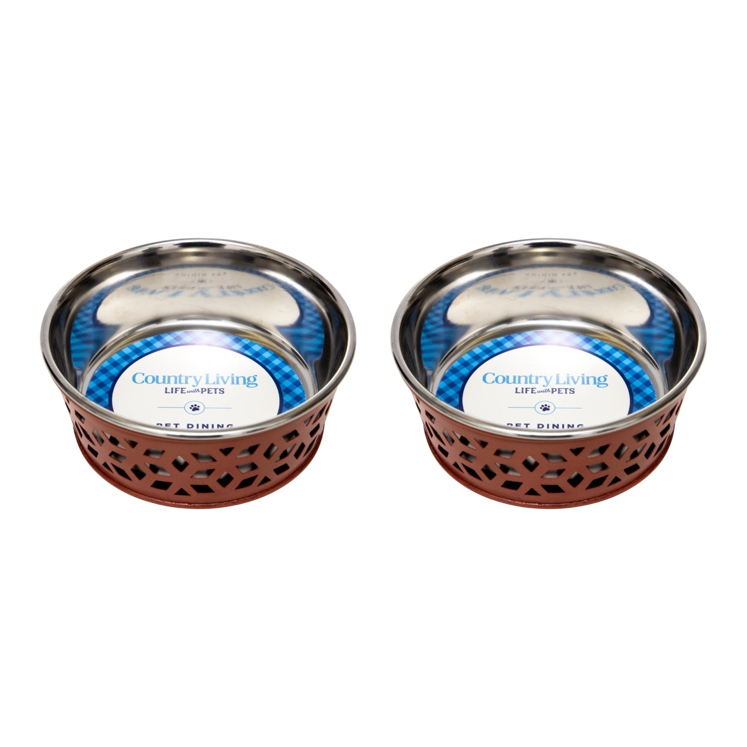 'Farmhouse' Stainless Steel Dog Bowl Set (2 Pieces)