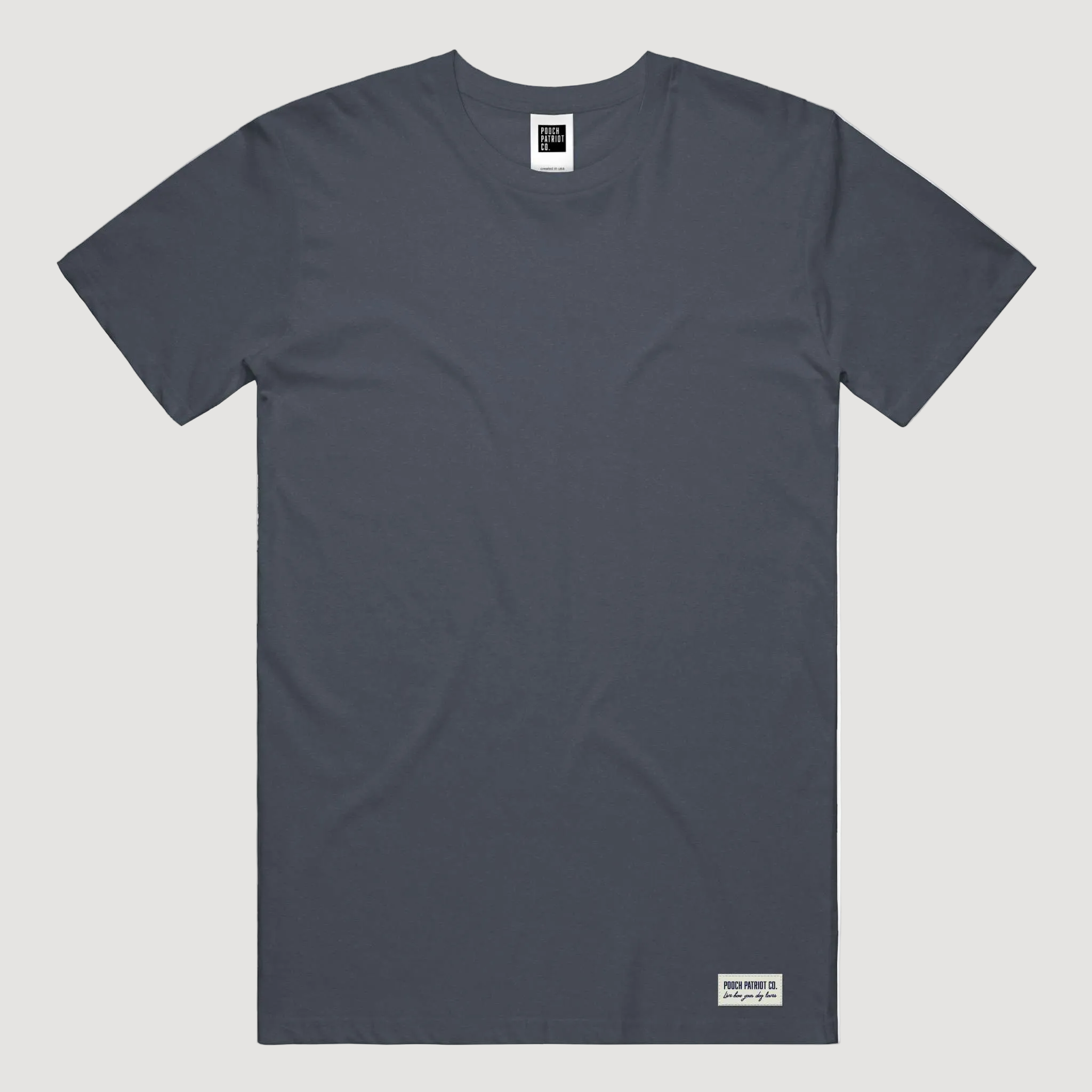 Plain dark gray t-shirt on a white background