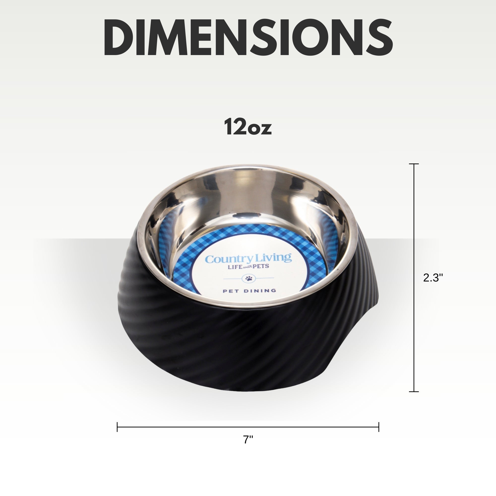 Country Living Round Twill Melamine Dog Bowls – Set of 2 with Removable Stainless Steel Inserts