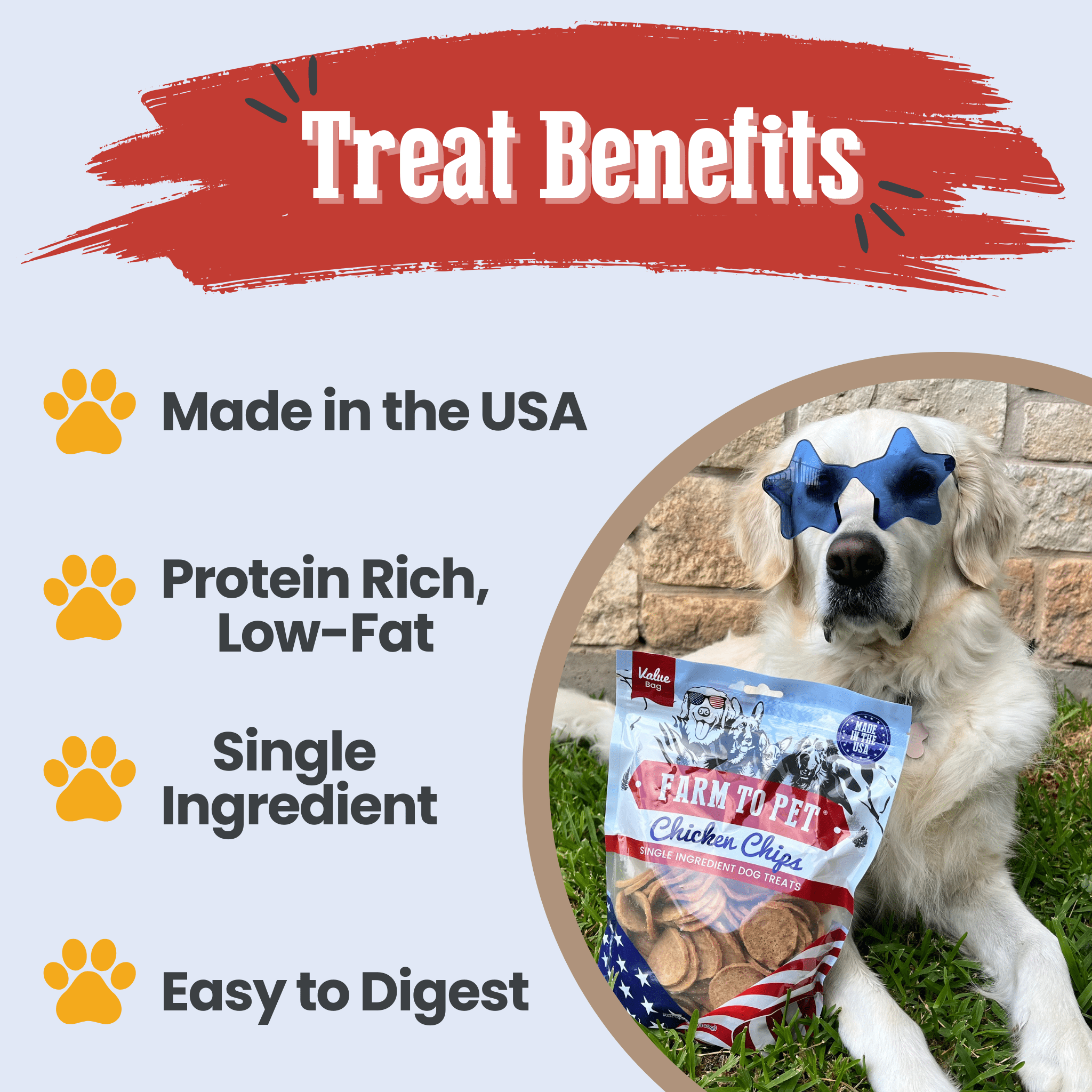 Farm to Pet Americana Chicken Chips – 100% All-American Dog Treats
