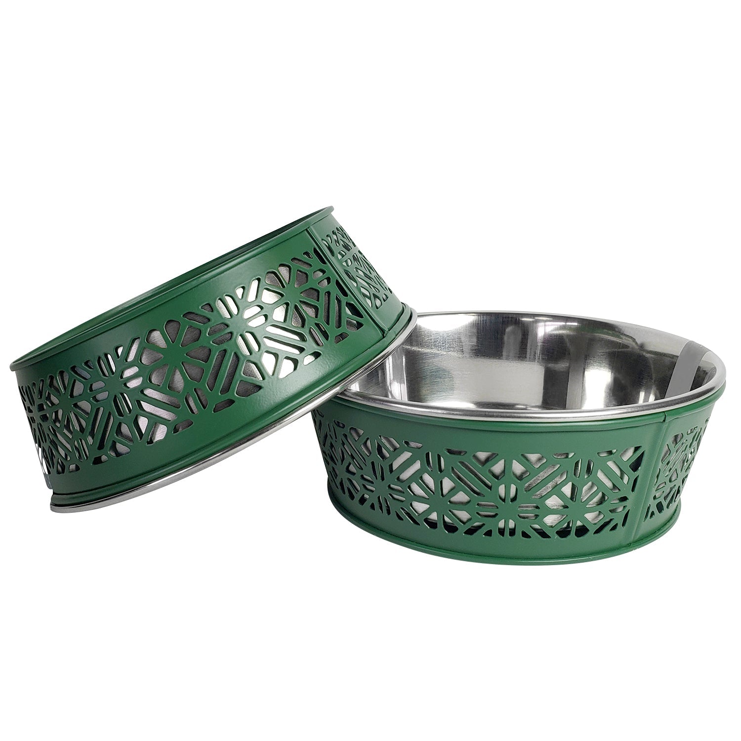 'Farmhouse' Stainless Steel Dog Bowl Set (2 Pieces)