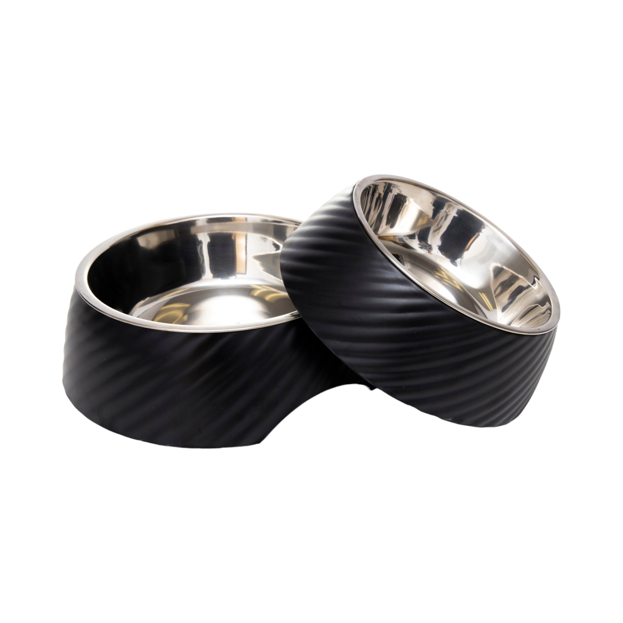 Country Living Round Twill Melamine Dog Bowls – Set of 2 with Removable Stainless Steel Inserts