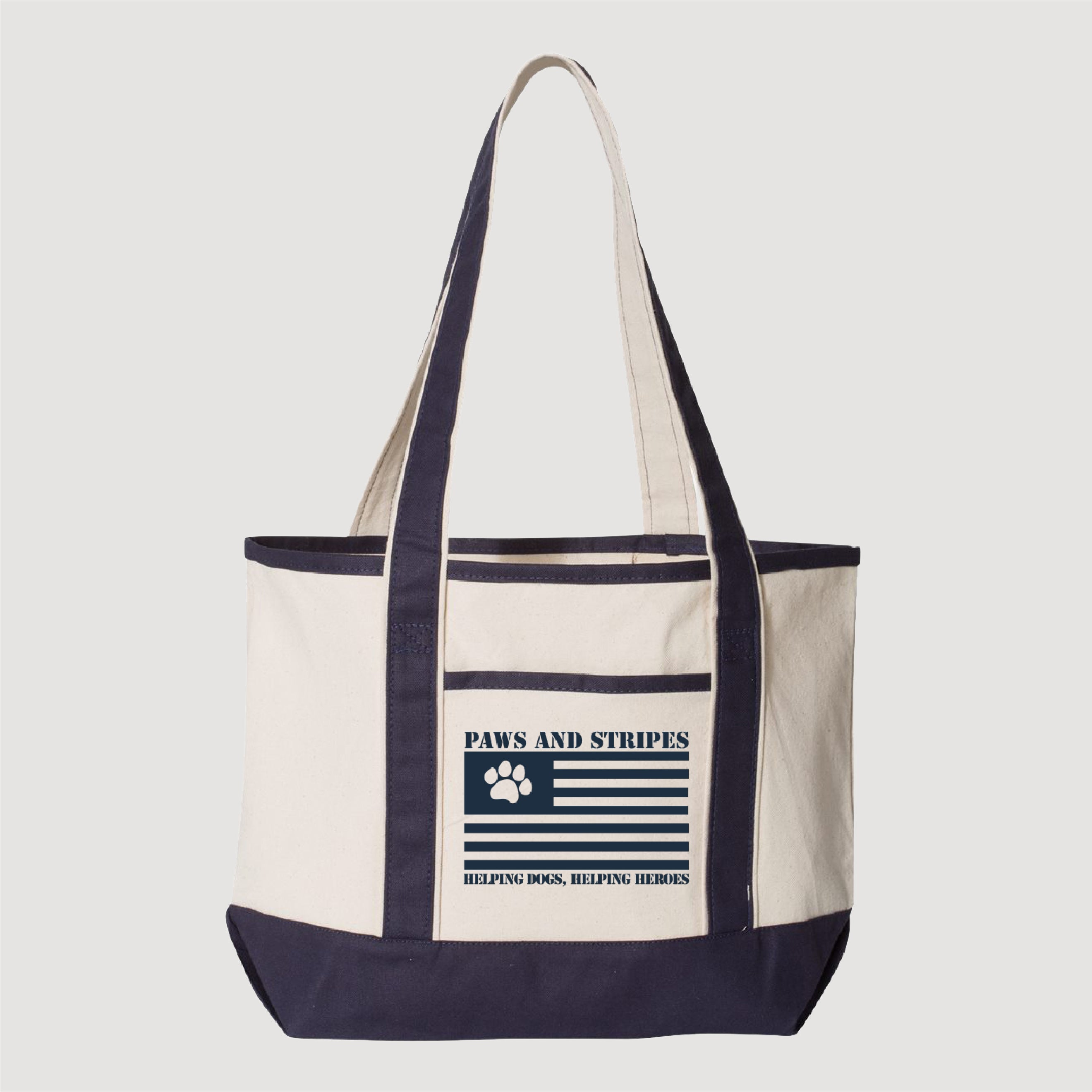 Paws and Stripes Canvas Tote Bag