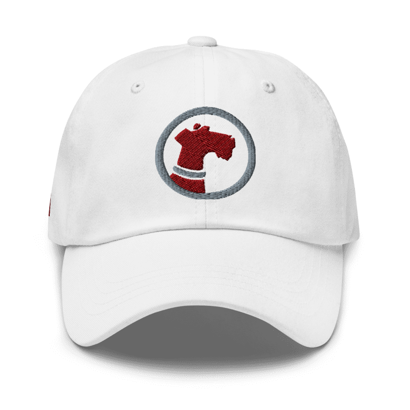Pooch Patriot Classic White Baseball Cap — Maroon Logo