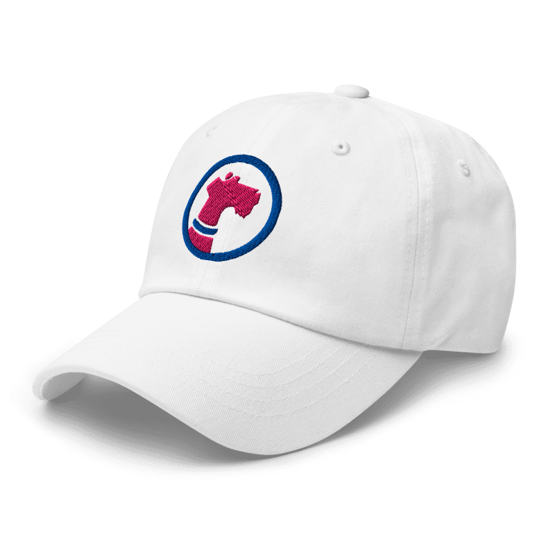 Pooch Patriot Classic White Baseball Cap — Pink Logo