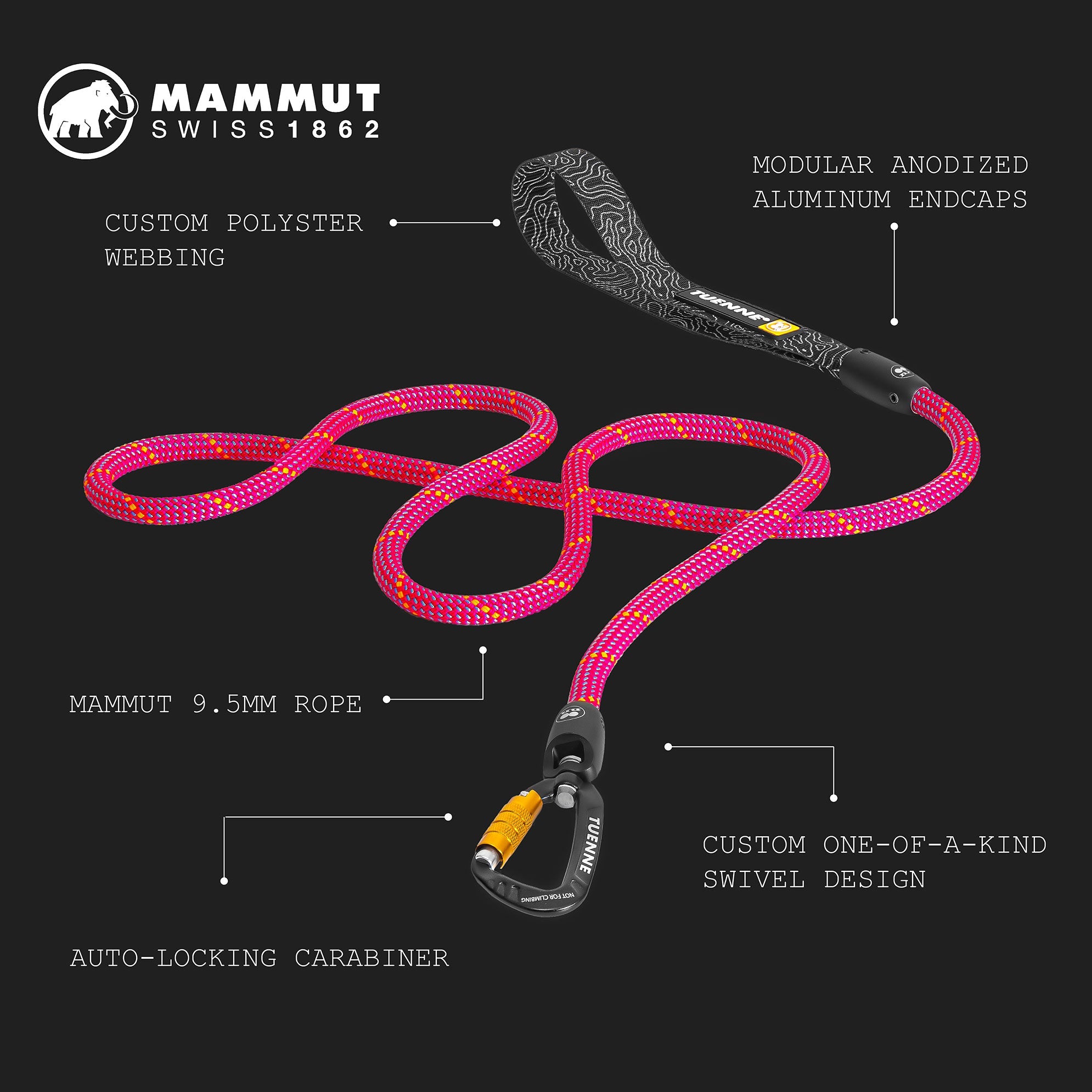 Tuenne Handcrafted Rope Dog Leash – Built with Mammut® Certified Climbing Rope