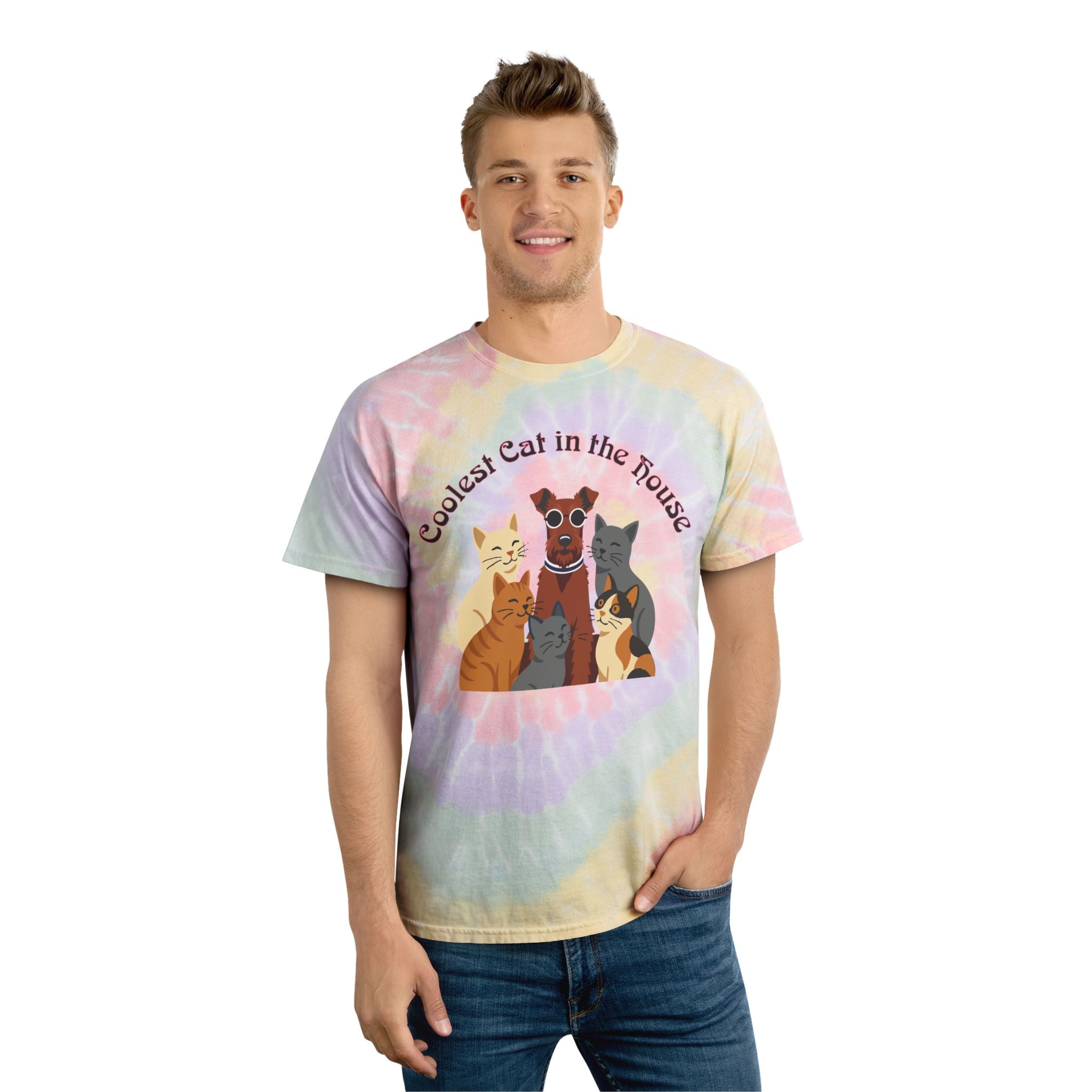 Coolest Cat in the House T-Shirt – Tie-Dye Dog & Cat Graphic Tee