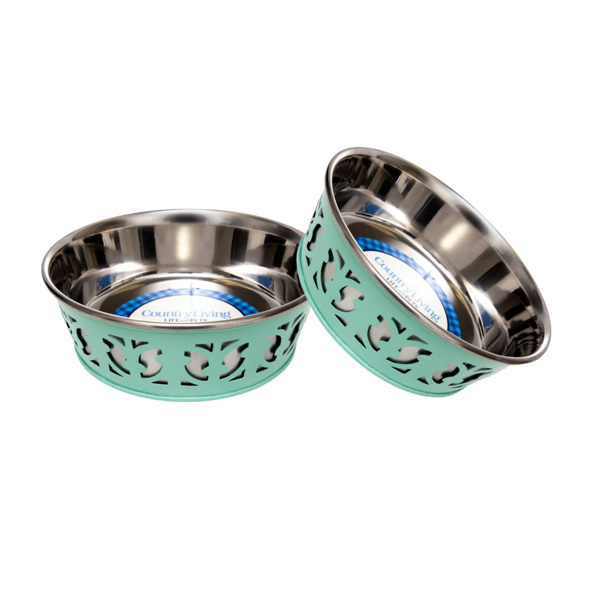 'Farmhouse' Stainless Steel Dog Bowl Set (2 Pieces)