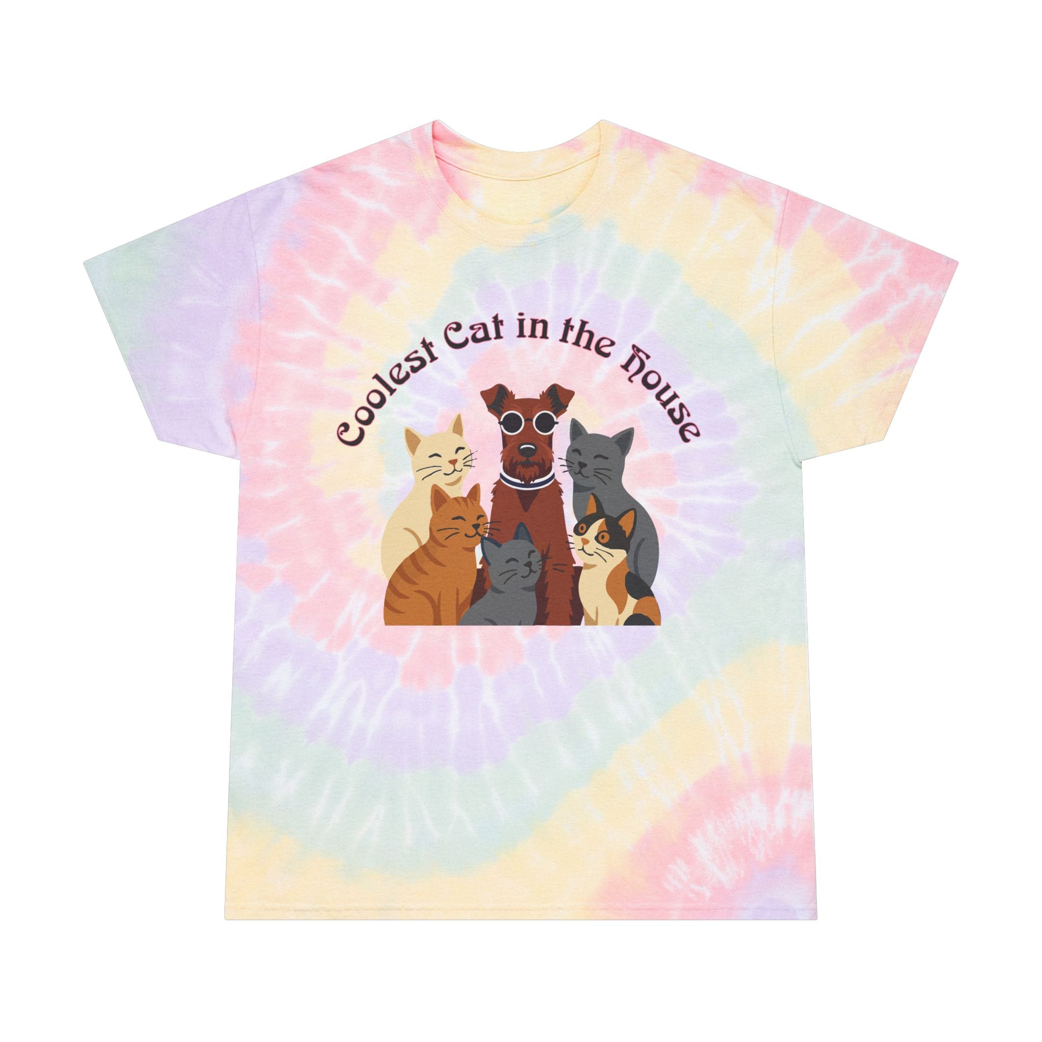 Coolest Cat in the House T-Shirt – Tie-Dye Dog & Cat Graphic Tee