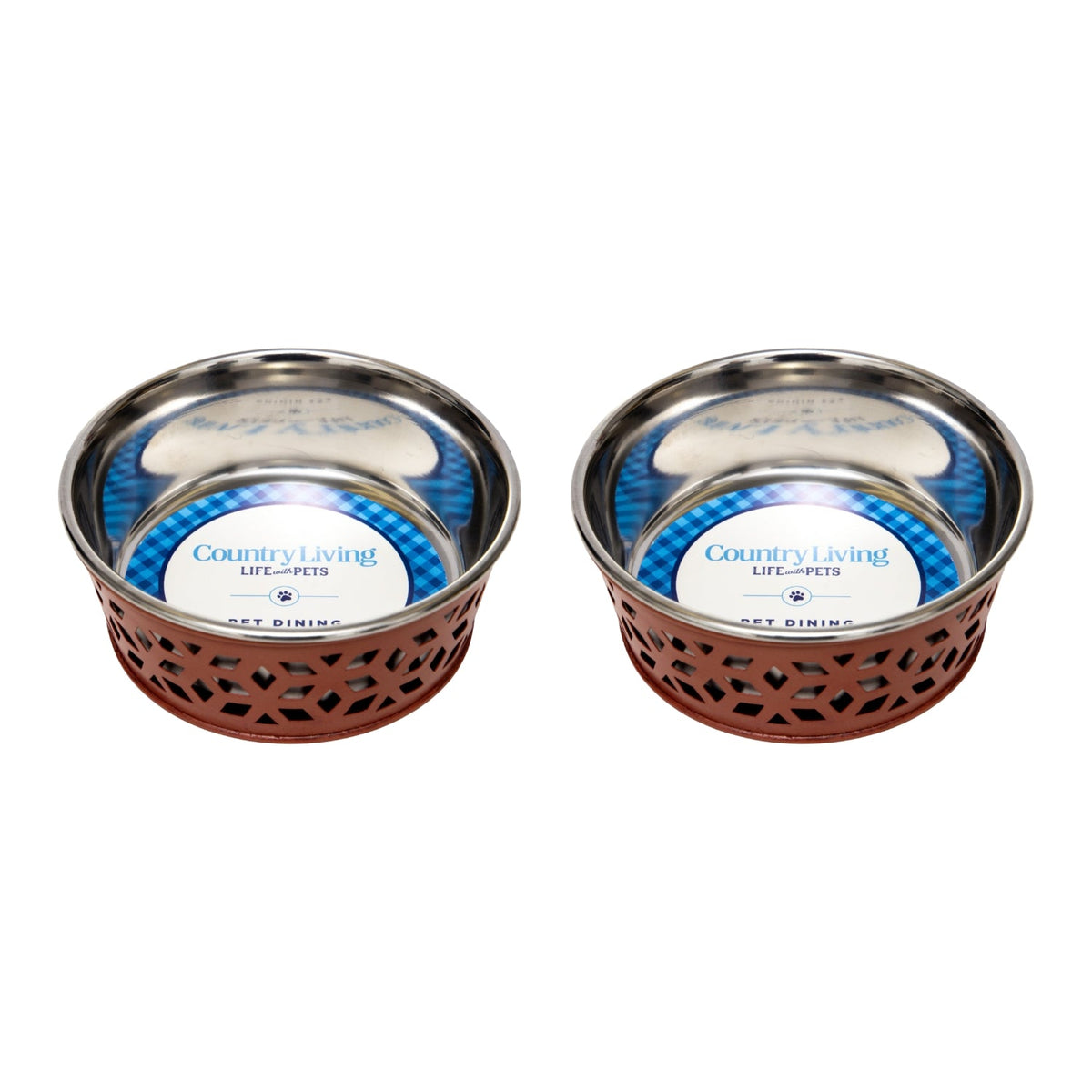 'Farmhouse' Stainless Steel Dog Bowl Set (2 Pieces)