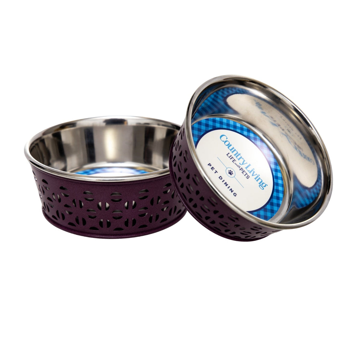 'Farmhouse' Stainless Steel Dog Bowl Set (2 Pieces)