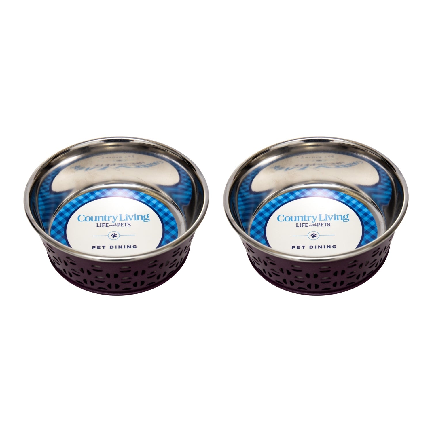 'Farmhouse' Stainless Steel Dog Bowl Set (2 Pieces)