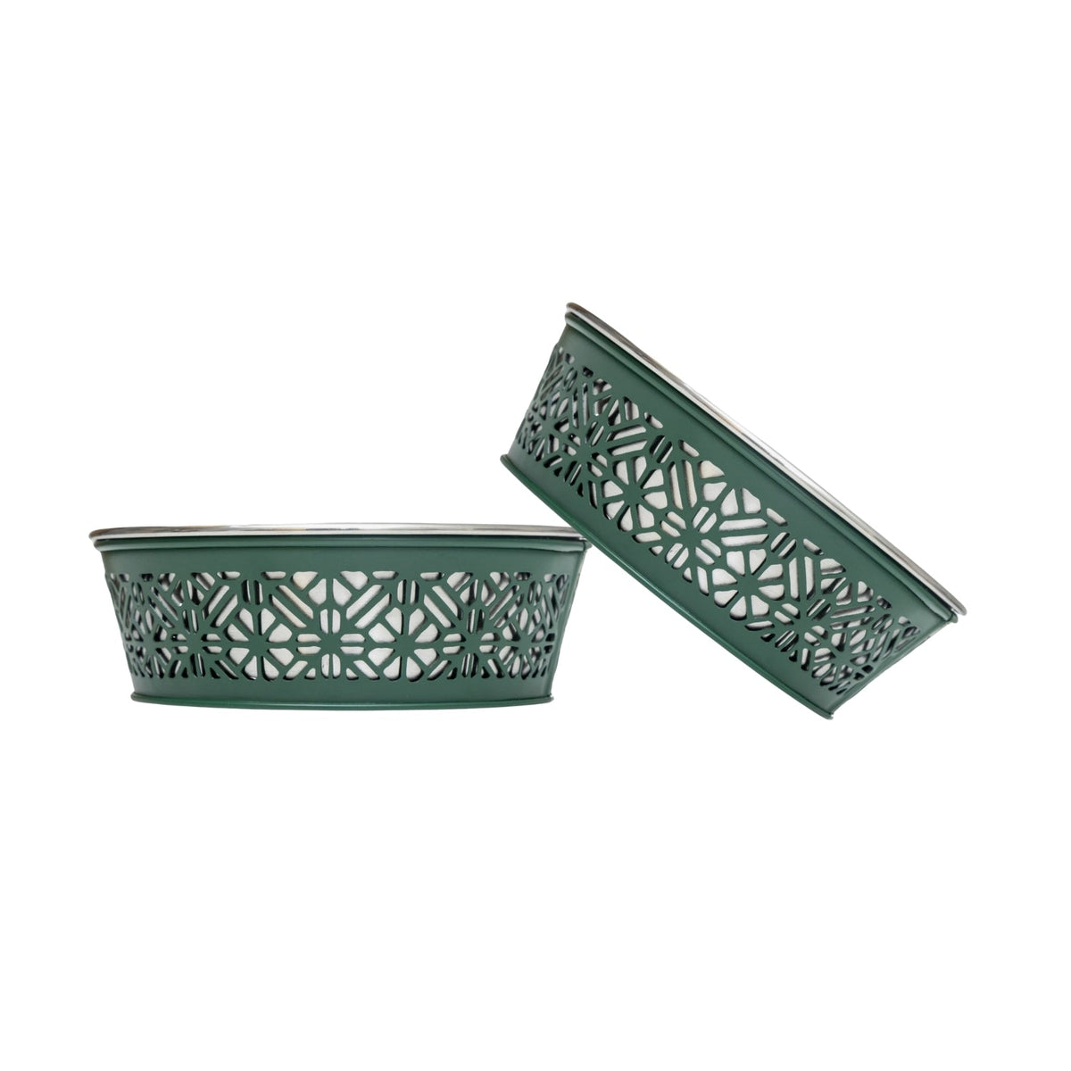 'Farmhouse' Stainless Steel Dog Bowl Set (2 Pieces)