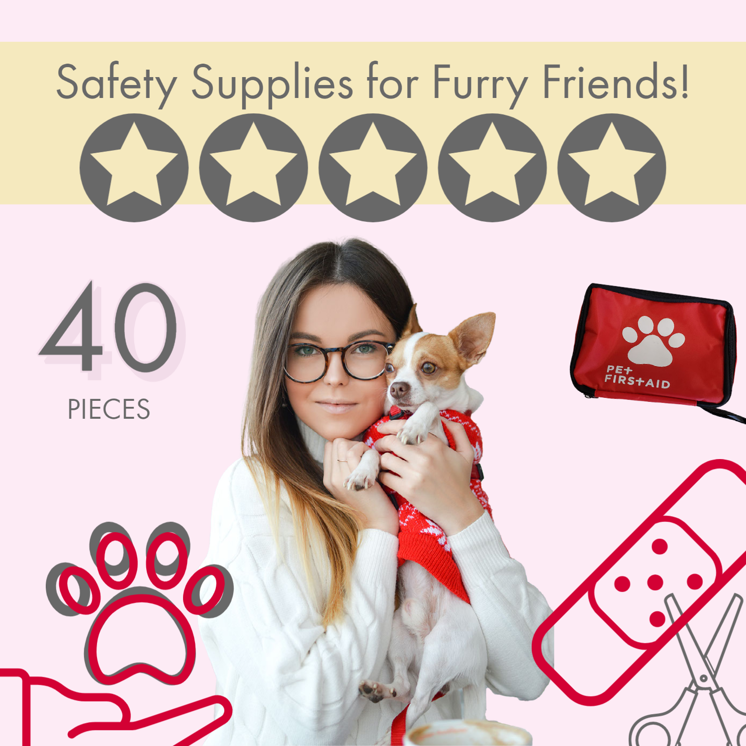 American Pet Supplies 40-Piece Pet Travel First Aid Kit – Adventure-Ready Care for Dogs