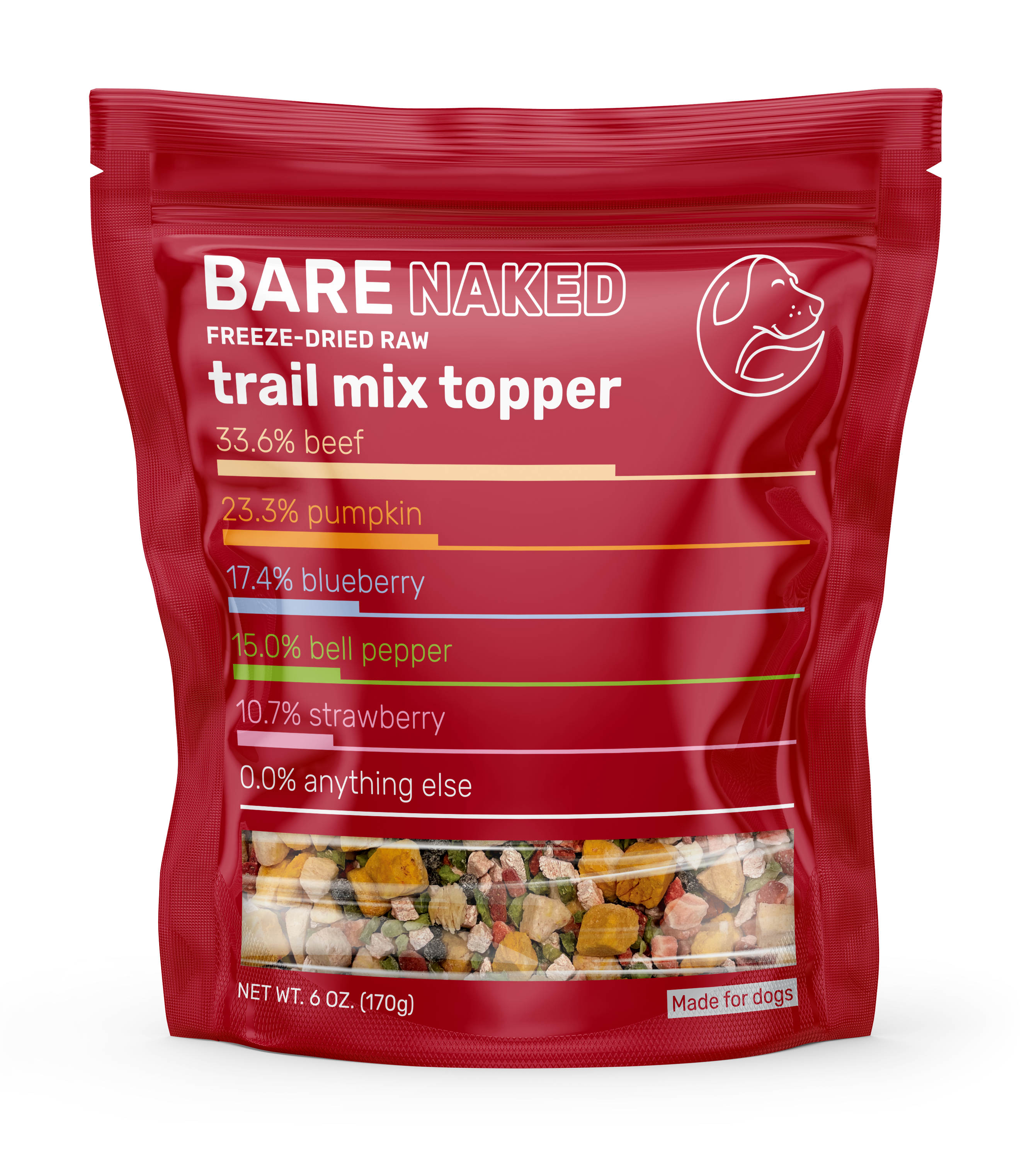 Bare Naked Freeze-Dried Trail Mix Topper – Beef, Pumpkin & Bell Pepper (6 oz)