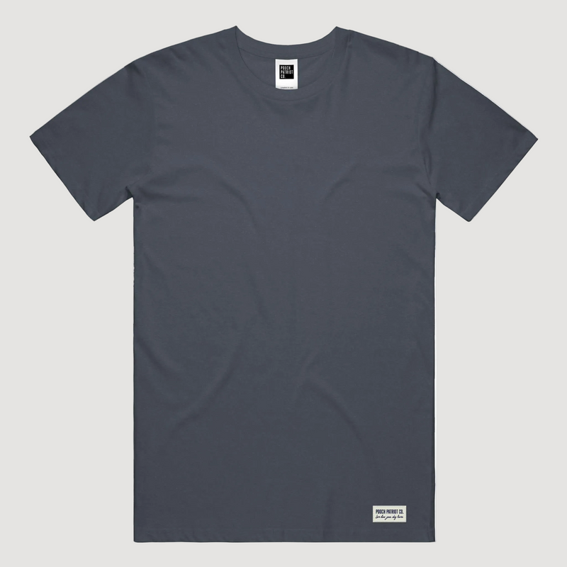 Plain dark gray t-shirt on a white background
