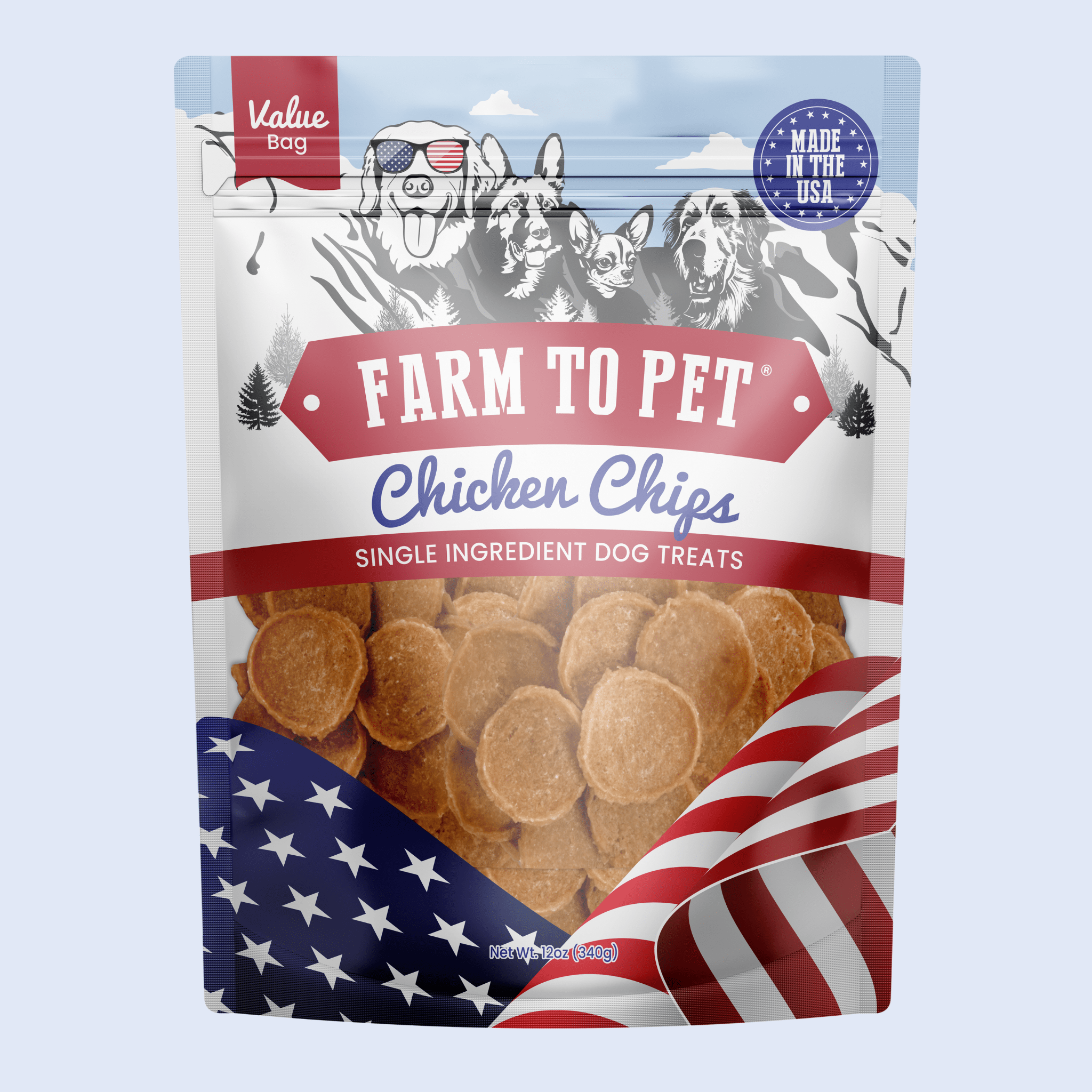 Farm to Pet Americana Chicken Chips – 100% All-American Dog Treats