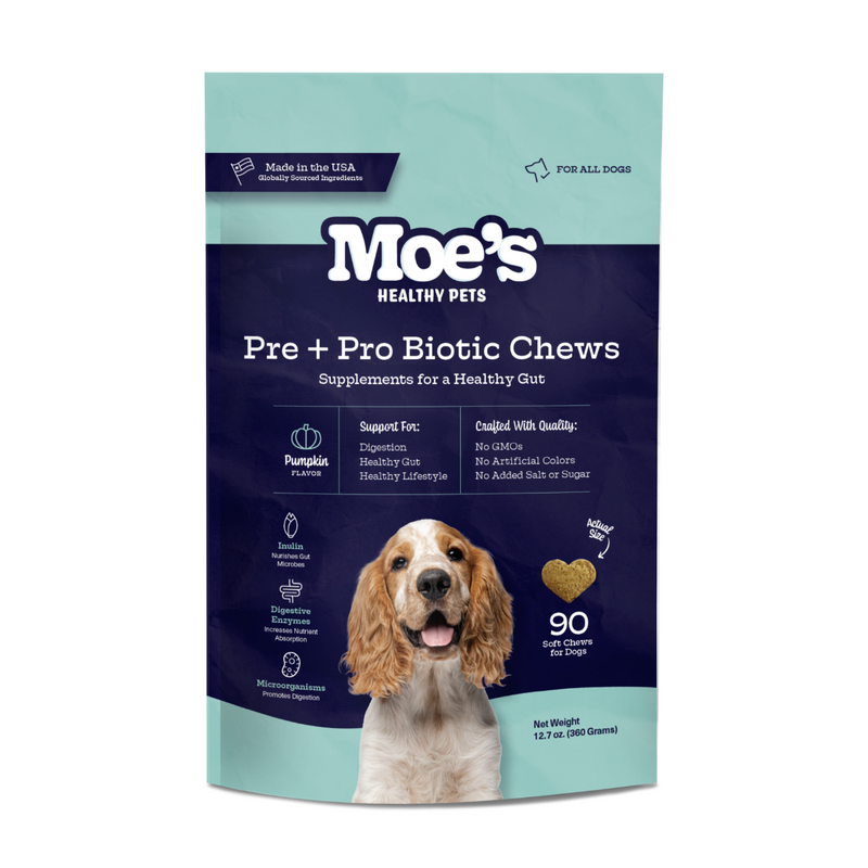 Moe’s Pre + Pro Biotic Chews – Digestive & Gut Health Support for Dogs