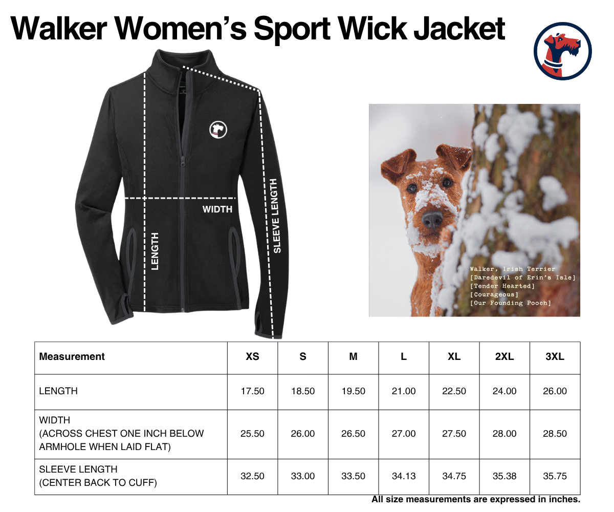 Size chart for The Walker Women's Sport-Wick Contrast Jacket