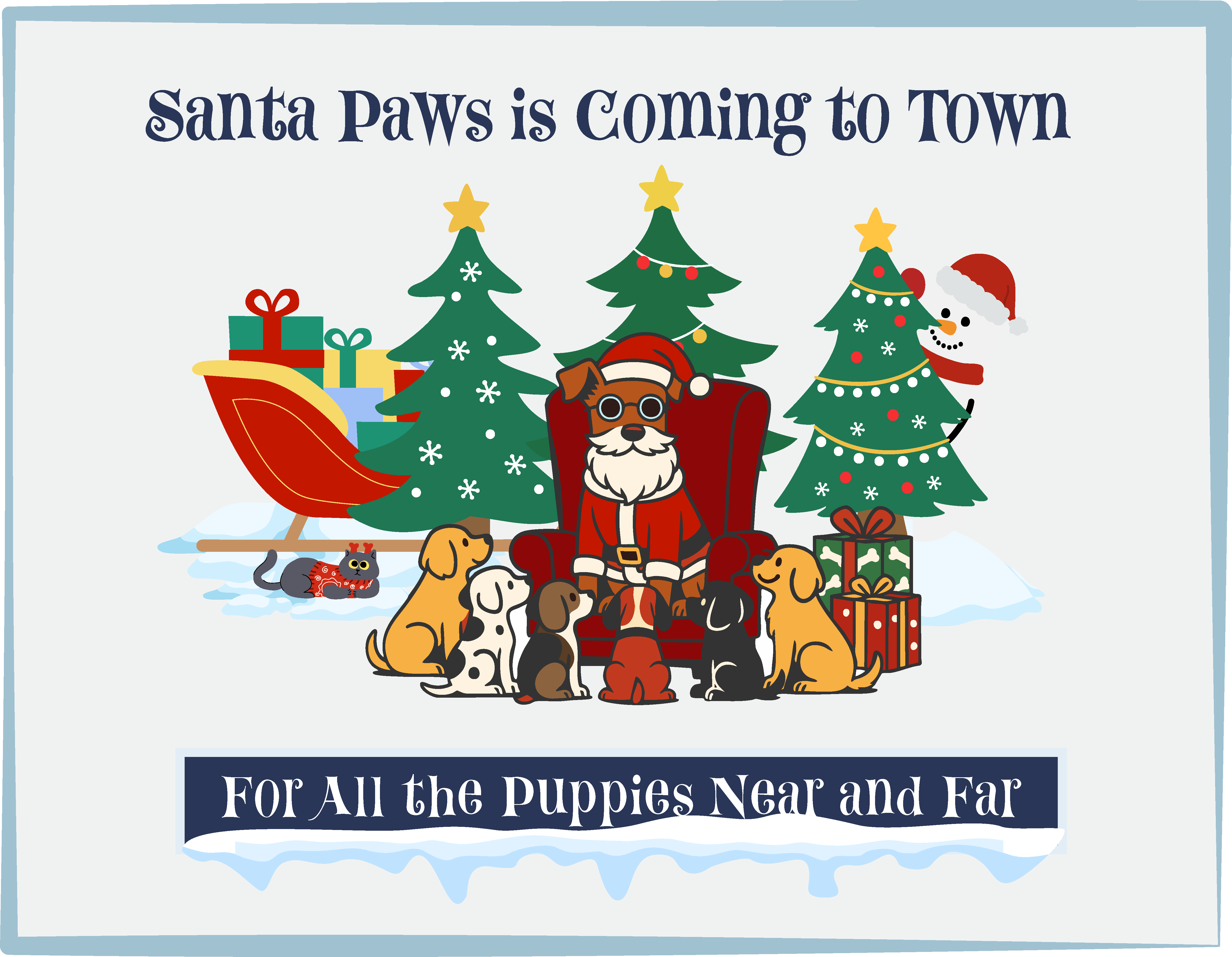 Santa Paws Is Coming to Town Youth Long Sleeve Tee
