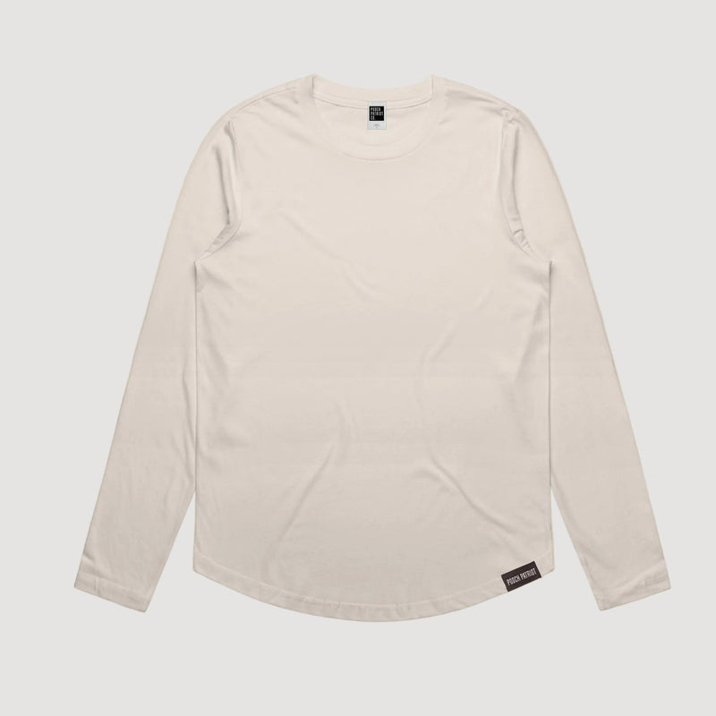 Beige long-sleeve shirt on a beige background