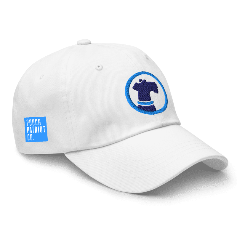 Pooch Patriot Classic White Baseball Cap — Aqua Logo