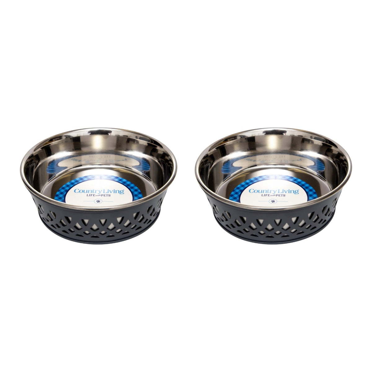 'Farmhouse' Stainless Steel Dog Bowl Set (2 Pieces)