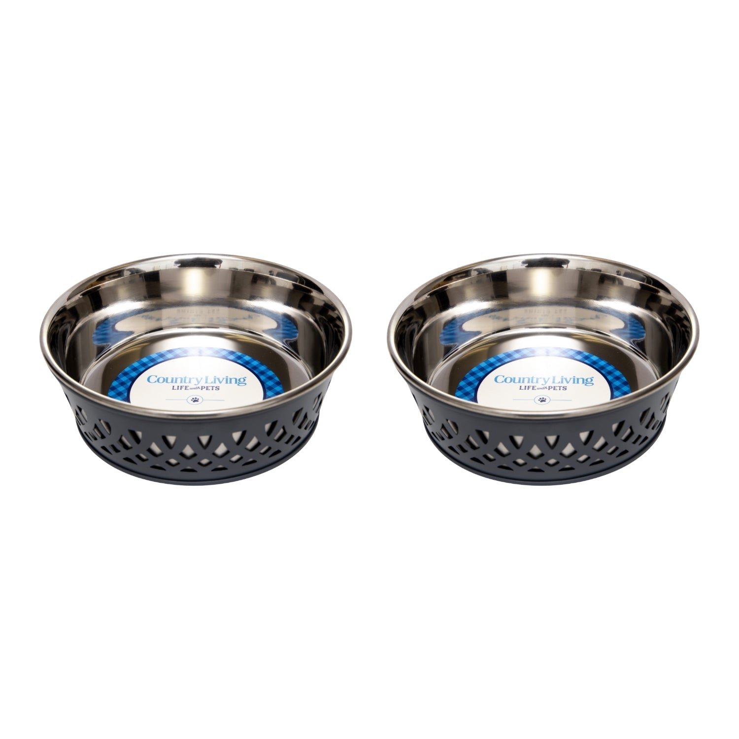 'Farmhouse' Stainless Steel Dog Bowl Set (2 Pieces)