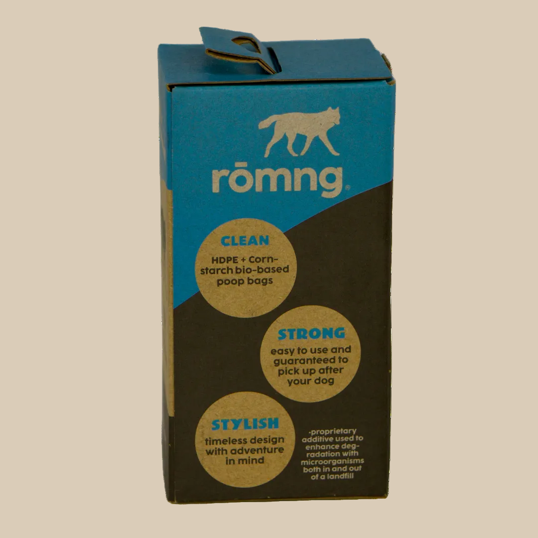 rōmng Eco-Friendly Poop Bag & Bamboo Fiber Dispenser Set – 135 Bags