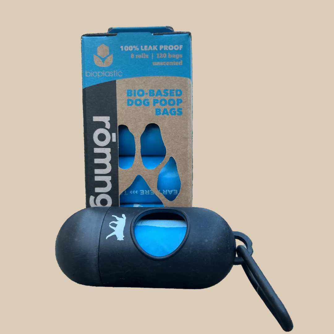 rōmng Eco-Friendly Poop Bag & Bamboo Fiber Dispenser Set – 135 Bags